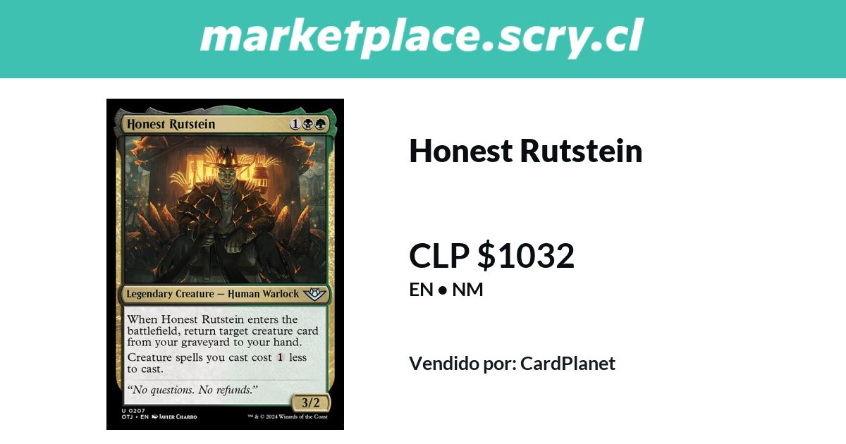Theo Rutstein Honest Rutstein | Disponible en Marketplace Scry